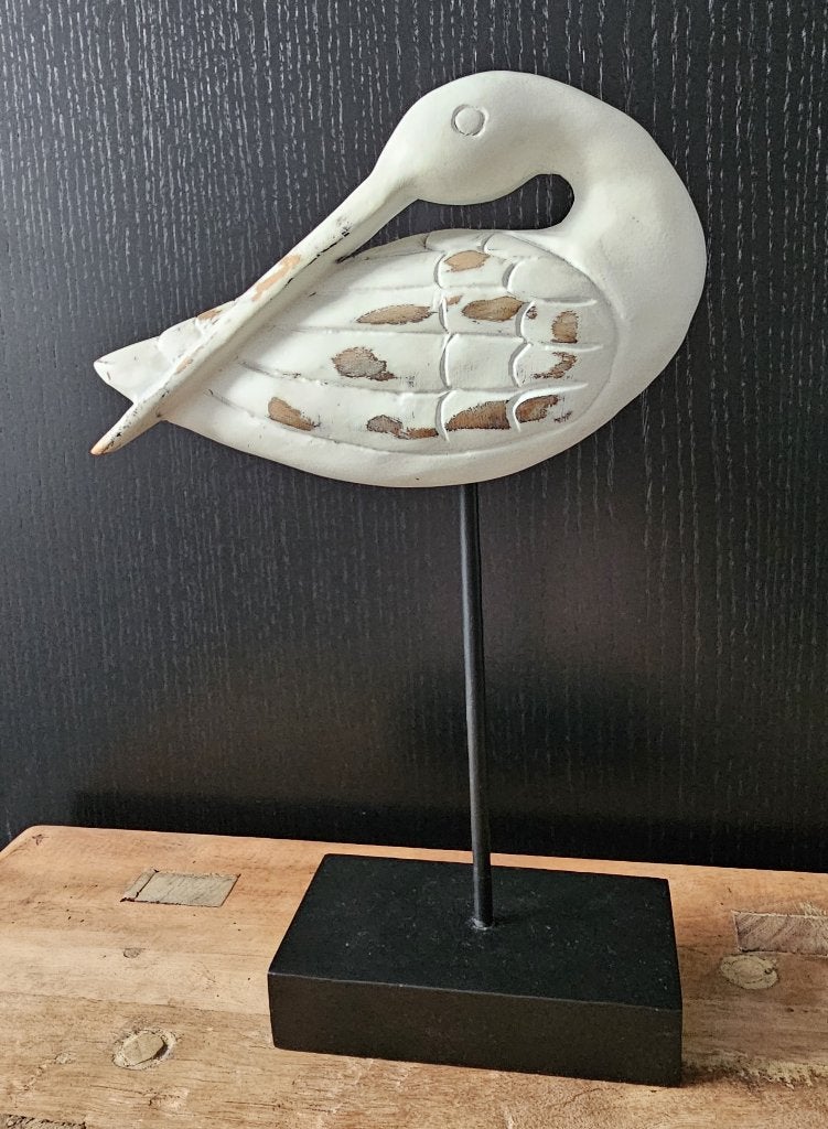 LEUKE BROCANTE HOUTEN VOGEL, Antiek en Kunst, Houtsnijwerk, Ophalen of Verzenden, 20 - 50 cm, Wit