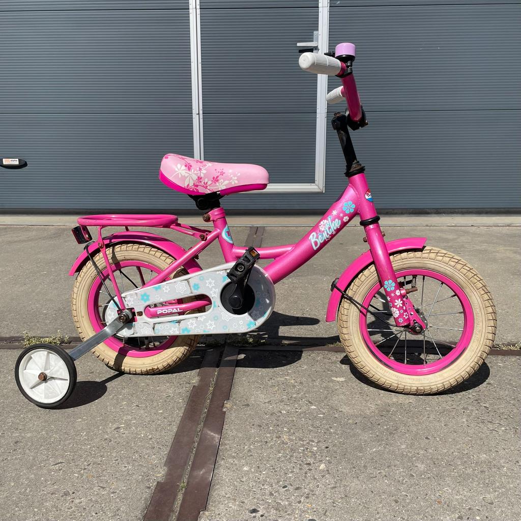 Roze Popal 12 inch meisjesfiets/kinderfiets met zijwieltjes, Ophalen, Gebruikt, Terugtraprem, 14 inch of minder