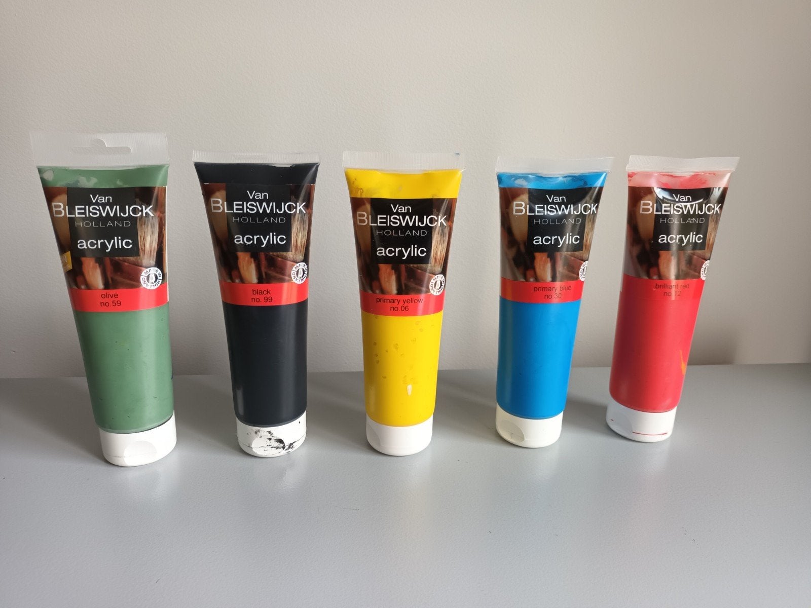 5 tubes Acrylverf acryl verf Van Bleijswijck Acrylic 250ml, Ophalen of Verzenden, Gebruikt, Acrylverf