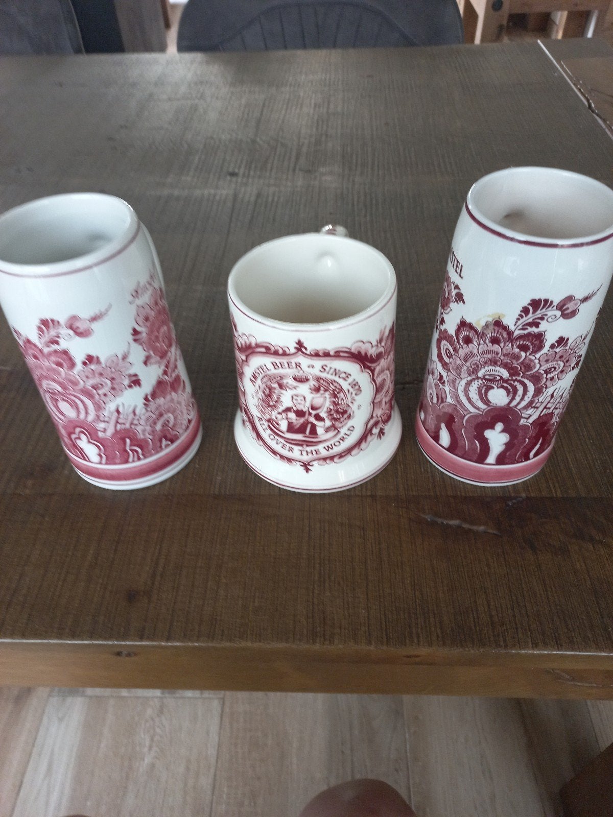 Set van 3 Amstel Bierpullen - Rood/Wit Delfts Blauw Stijl, Ophalen of Verzenden