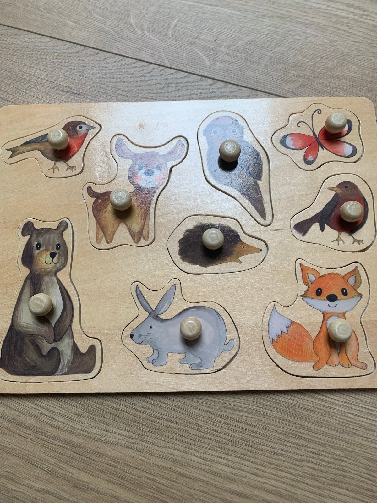 Houten Dieren Puzzel voor Kinderen - Bosdieren, 2 tot 4 jaar, Gebruikt, Ophalen of Verzenden, Van hout