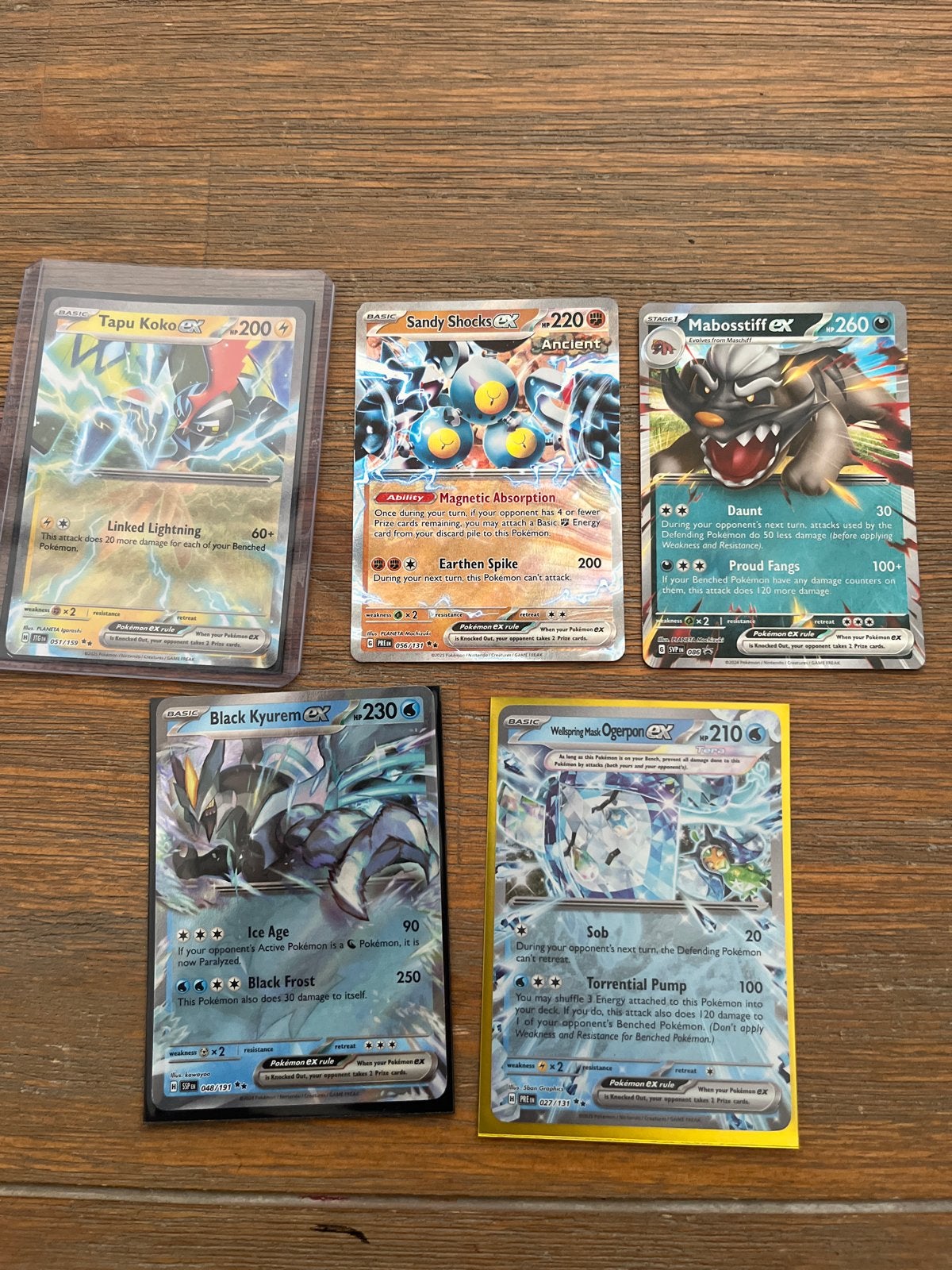 5 Pokémon EX kaarten - Tapu Koko, Sandy Shocks, Mab, Ophalen of Verzenden, Zo goed als nieuw, Meerdere kaarten, Foil