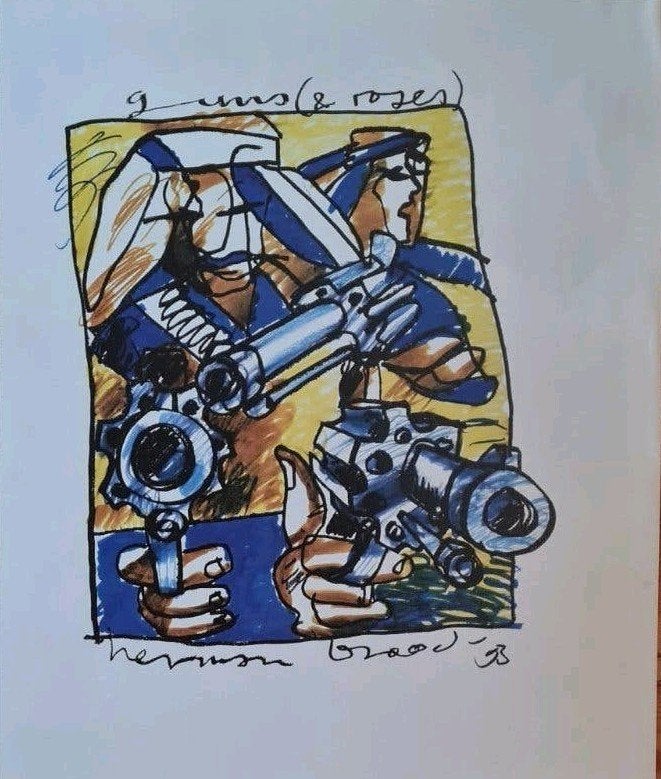 Herman Brood poster - Guns 'N Roses, Ophalen of Verzenden, Zo goed als nieuw, Rechthoekig Staand, Muziek