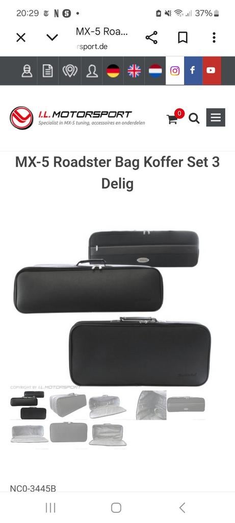 MX-5 Roadster Koffer Set 3-delig - Perfecte Pasvorm, Auto diversen, Ophalen of Verzenden, Zo goed als nieuw