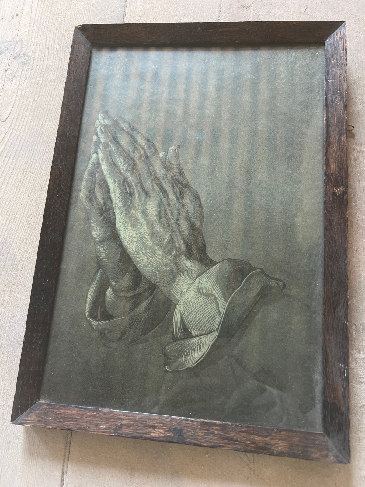 Vintage ingelijste prent: Biddende Handen, Antiek en Kunst, Ophalen of Verzenden