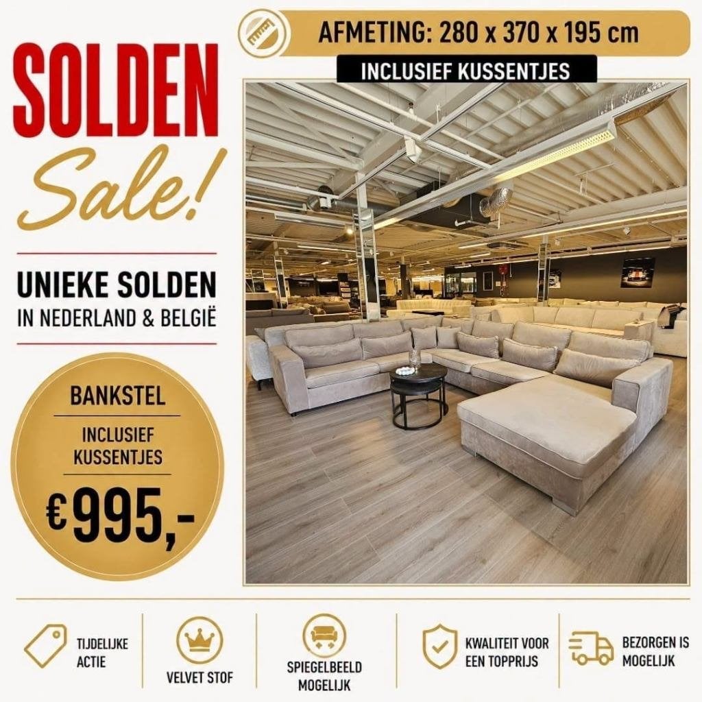 XXL Hoekbank Velvet Taupe Spot Goedkoop Stunt Actie SAle