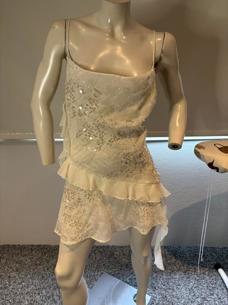 Zara jurkje met paiettten maat s, ., Wit, Cocktailjurk, Ophalen of Verzenden