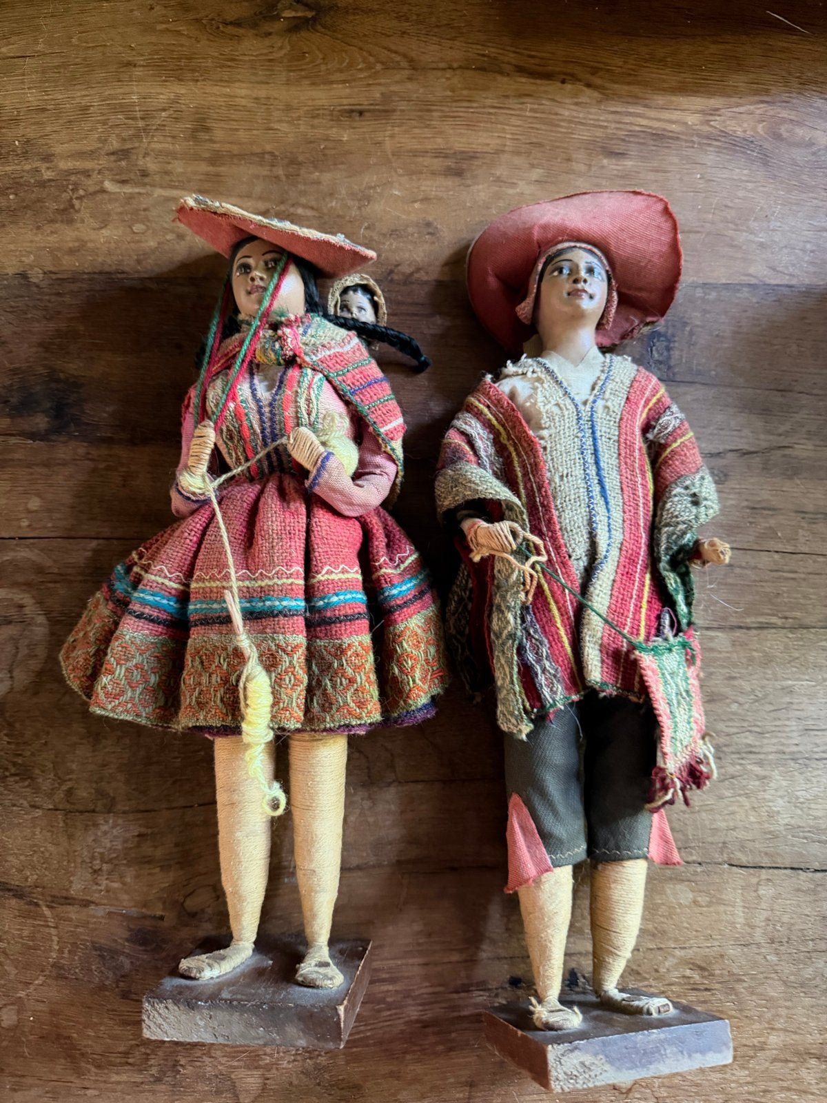 Vintage Peruaanse Poppen - Handgemaakt Koppel, Verzamelen, Poppen, Ophalen, Gebruikt, Pop