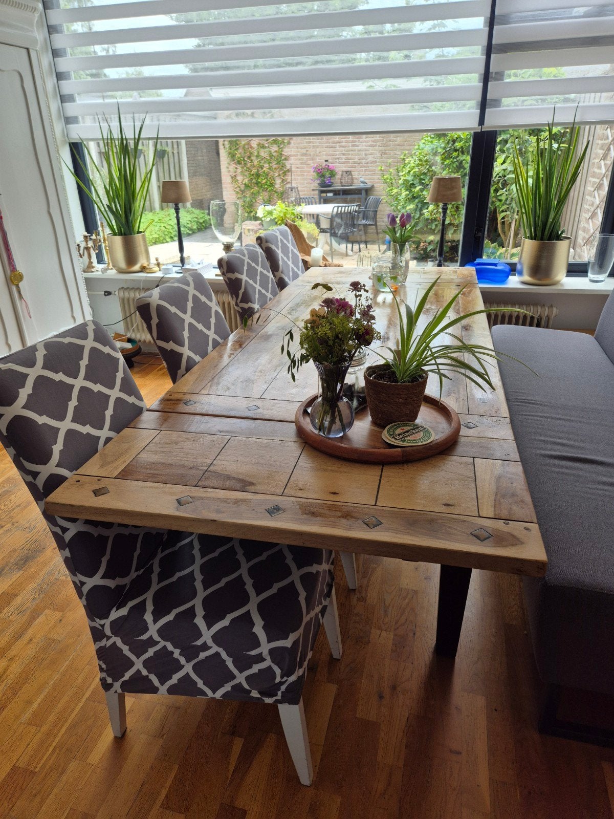 4 eetkamerstoelen met afneembare hoes, Ophalen, Gebruikt, Vier, Stof
