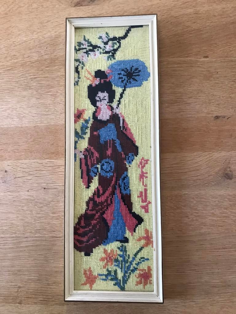 Borduurwerk Japanse dame, Ophalen of Verzenden, Gebruikt, Borduurpakket