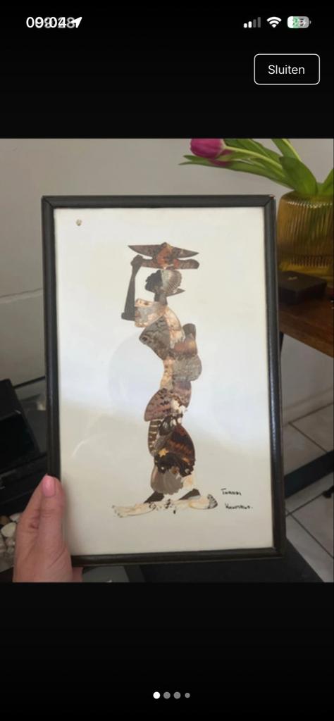 Uniek vlinderkunstwerk: Afrikaanse vrouw, Ophalen of Verzenden