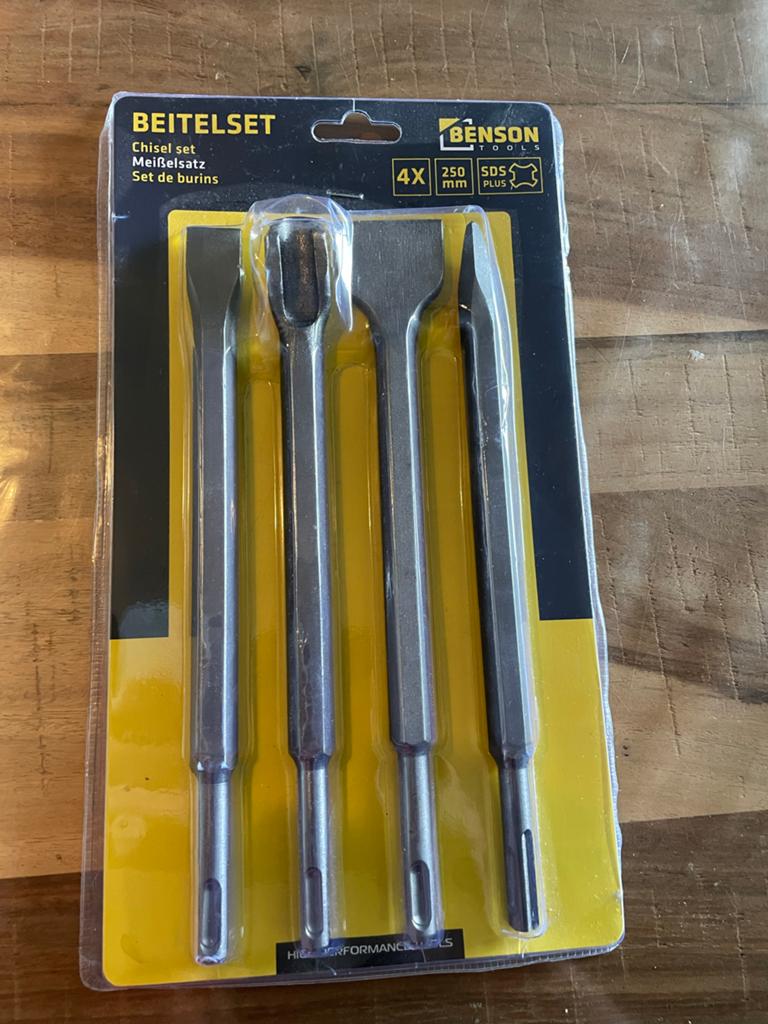 Benson Beitelset SDS Plus - 4-delige set beitels, Ophalen of Verzenden, Nieuw