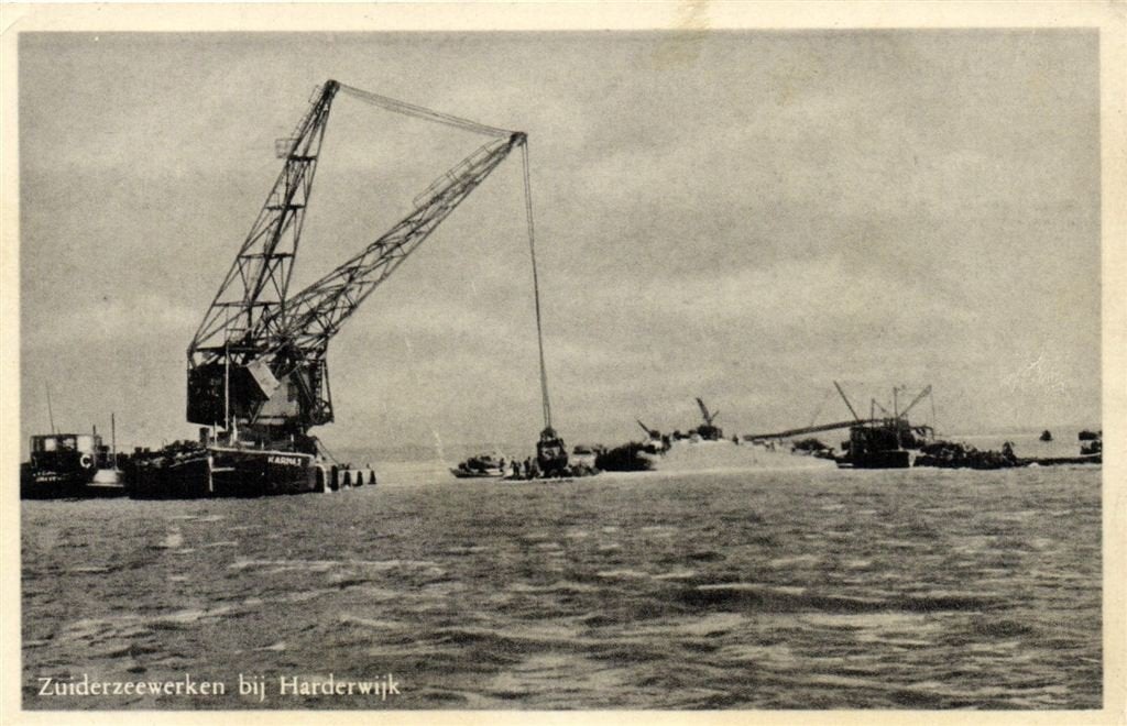 Zuiderzeewerken bij Harderwijk - ongelopen, Ophalen of Verzenden, 1940 tot 1960, Ongelopen, Gelderland