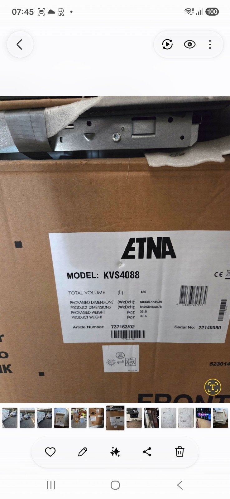 ETNA KVS4088 Inbouw Koelkast met Vriesvak - Nieuw in Doos, 85 tot 120 cm, 100 tot 150 liter, Nieuw, Ophalen of Verzenden