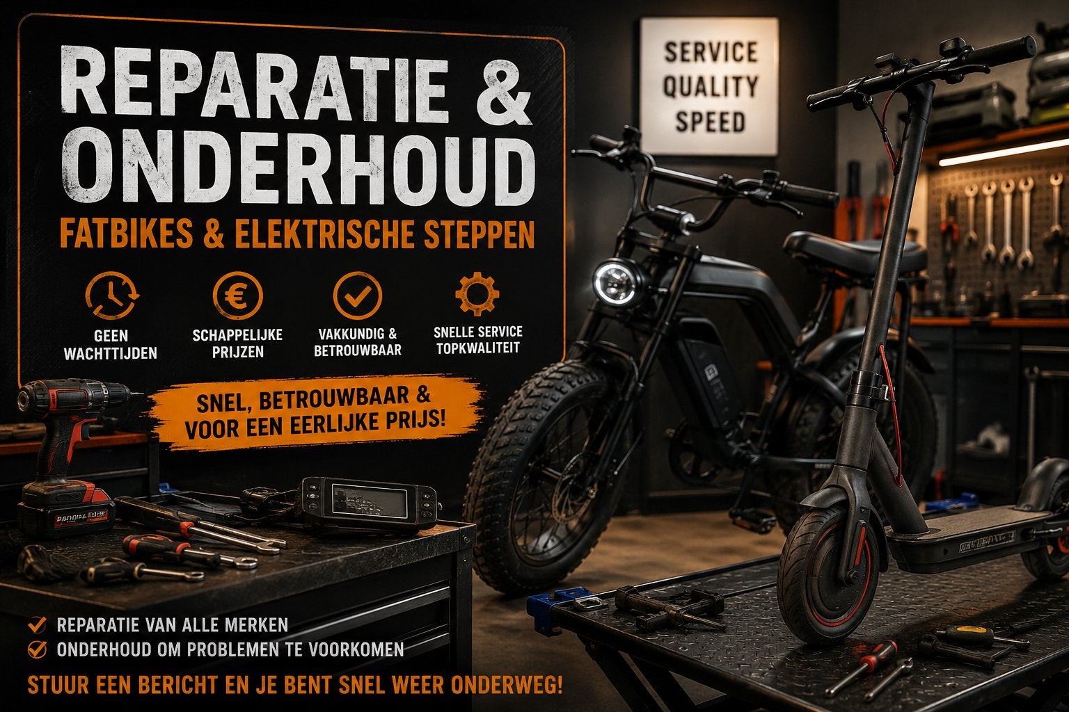 Onderhoud elektrische steppen en fatbikes!, Ophalen, Overige merken