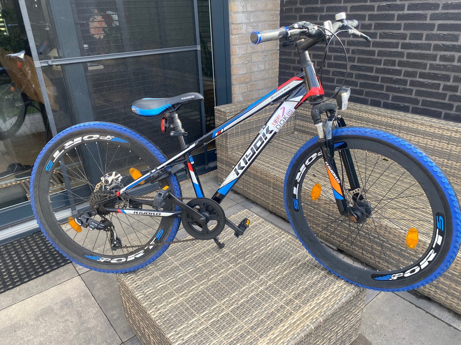 Kiyoko Kinder Mountainbike (Zwart/Blauw)., Gebruikt, Heren, Schijfrem, Ophalen