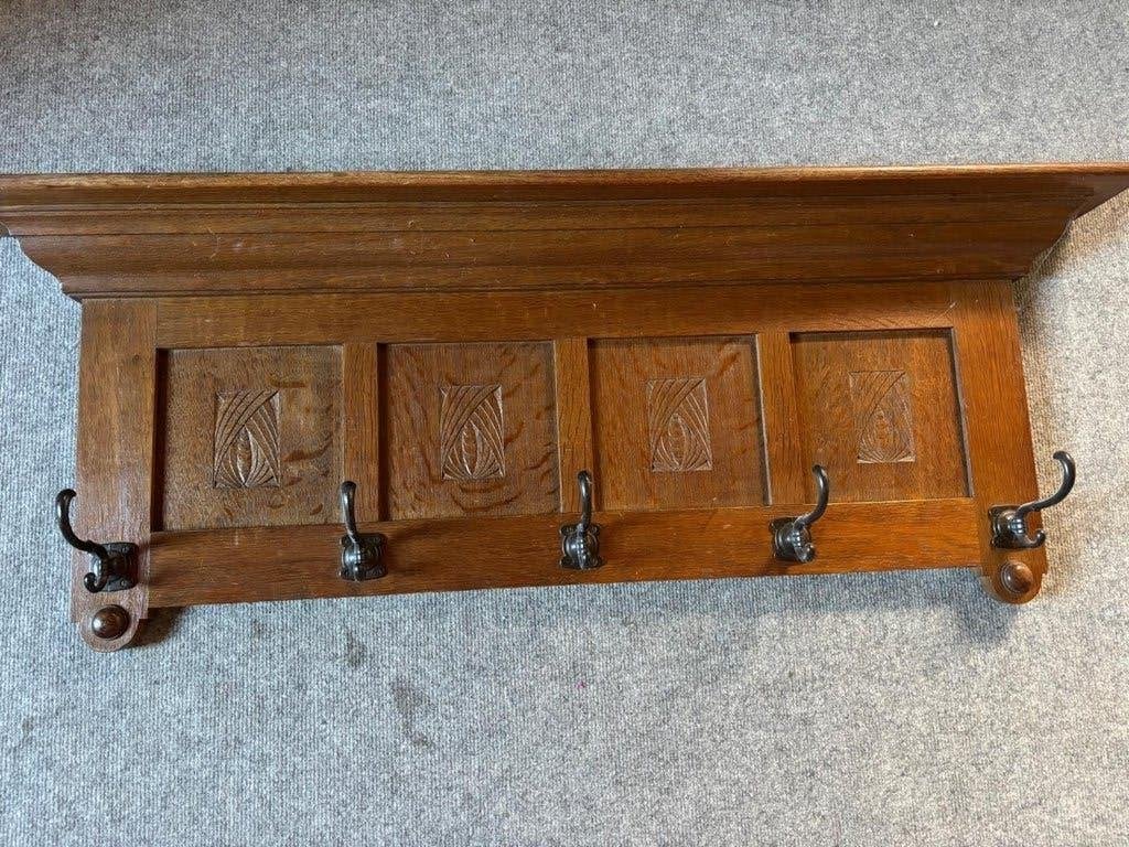 Antieke eiken kapstok ca. 1920 - Amsterdamse School, Ophalen of Verzenden