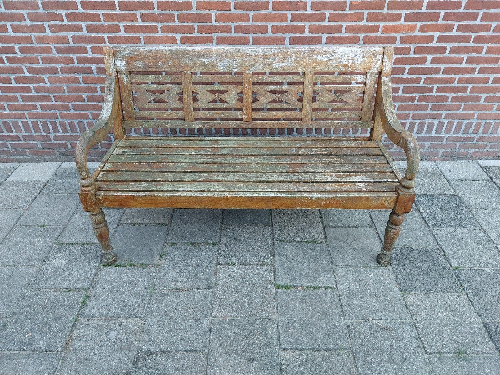 tuinbank teakhout /vintage / zeer degelijk / BIEDEN, Ophalen, Gebruikt, Teakhout