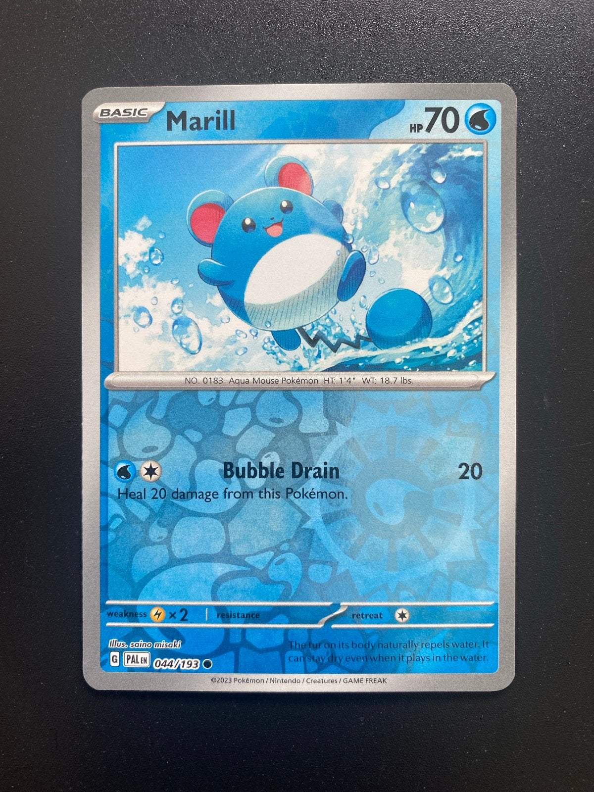 Marill 044/193 Reverse Holo Pokémon Paldea Evolved, Ophalen of Verzenden, Zo goed als nieuw, Losse kaart, Foil