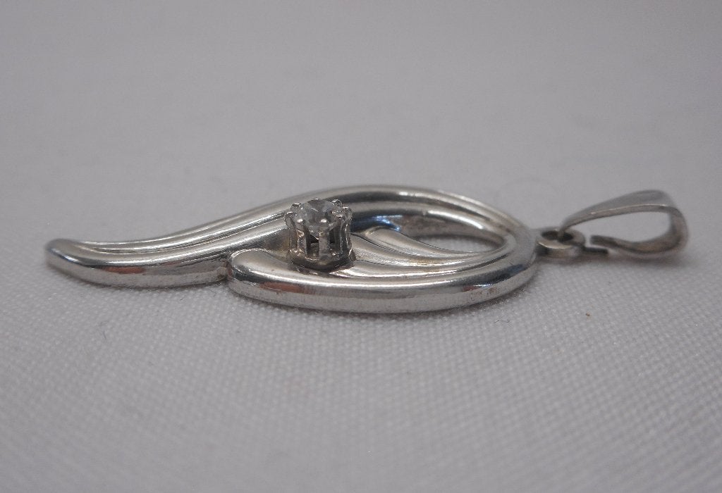 Zilveren fantasie hanger met steentje nr.296, Verzenden, Zo goed als nieuw, Zilver, Zilver