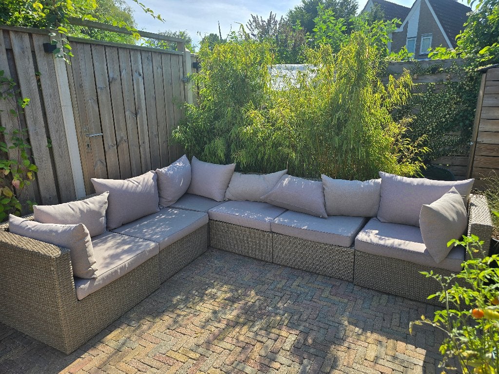 Loungeset Ravndrup van Jysk, Ophalen, Kunststof, Gebruikt, 6 zitplaatsen