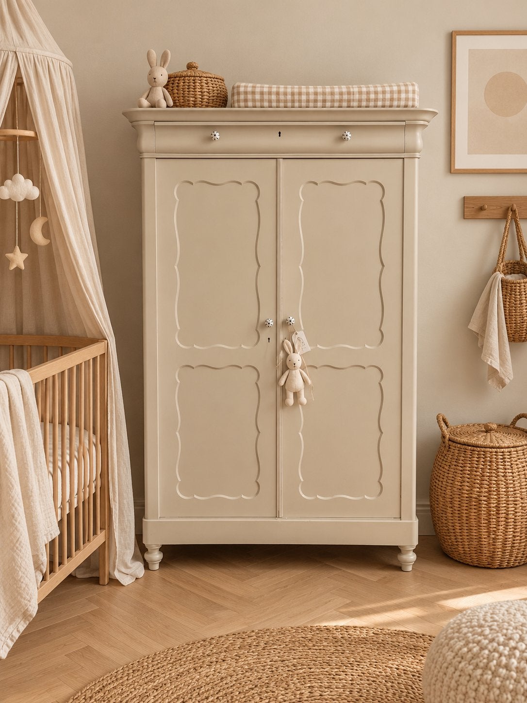 Biedermeier meidenkast linnenkast kledingkast vintage taupe, Ophalen, 100 tot 150 cm, Zo goed als nieuw, Nvt
