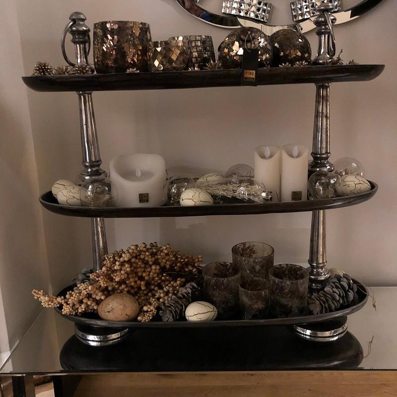 NIEUWE EXCLUSIEVE 3-laags ETAGERE – MASSIEF ALUMINIUM, Pietseweg 13A Oud Gastel, Nieuw, Ophalen of Verzenden, Info@houseofcoco.nl