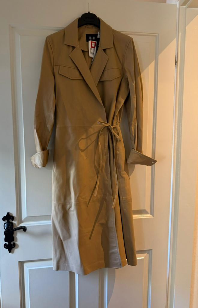 IBANA - Elegante Beige leren jurk - 38 | M, Ophalen of Verzenden, Nieuw, Maat 38/40 (M), Beige
