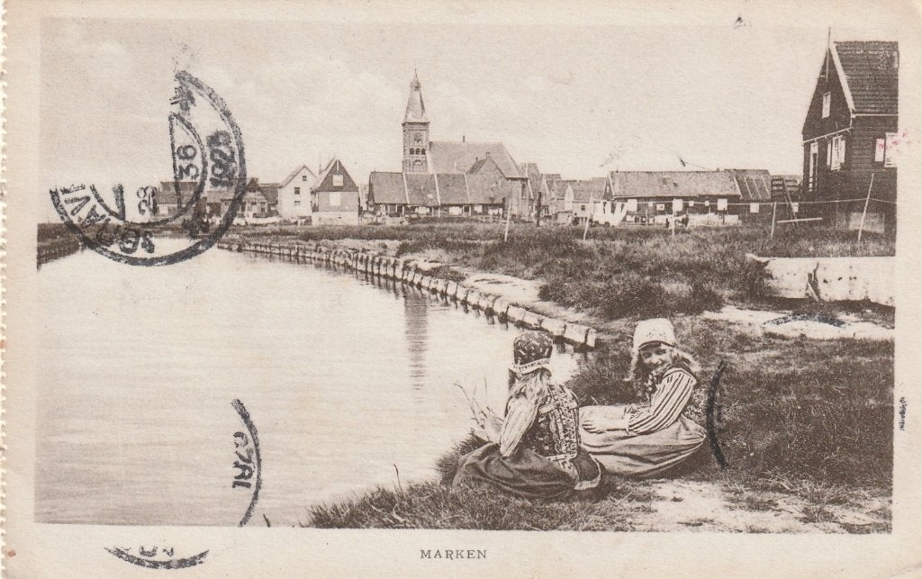 MARKEN Haven Panorama Klederdracht 1925, Verzenden, 1920 tot 1940, Gelopen, Noord-Holland