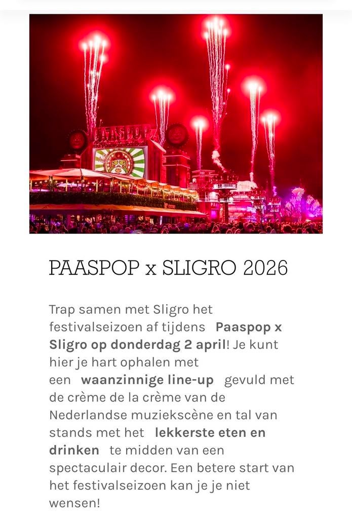 Paaspop Tickets sligro, Tickets en Kaartjes, Twee personen