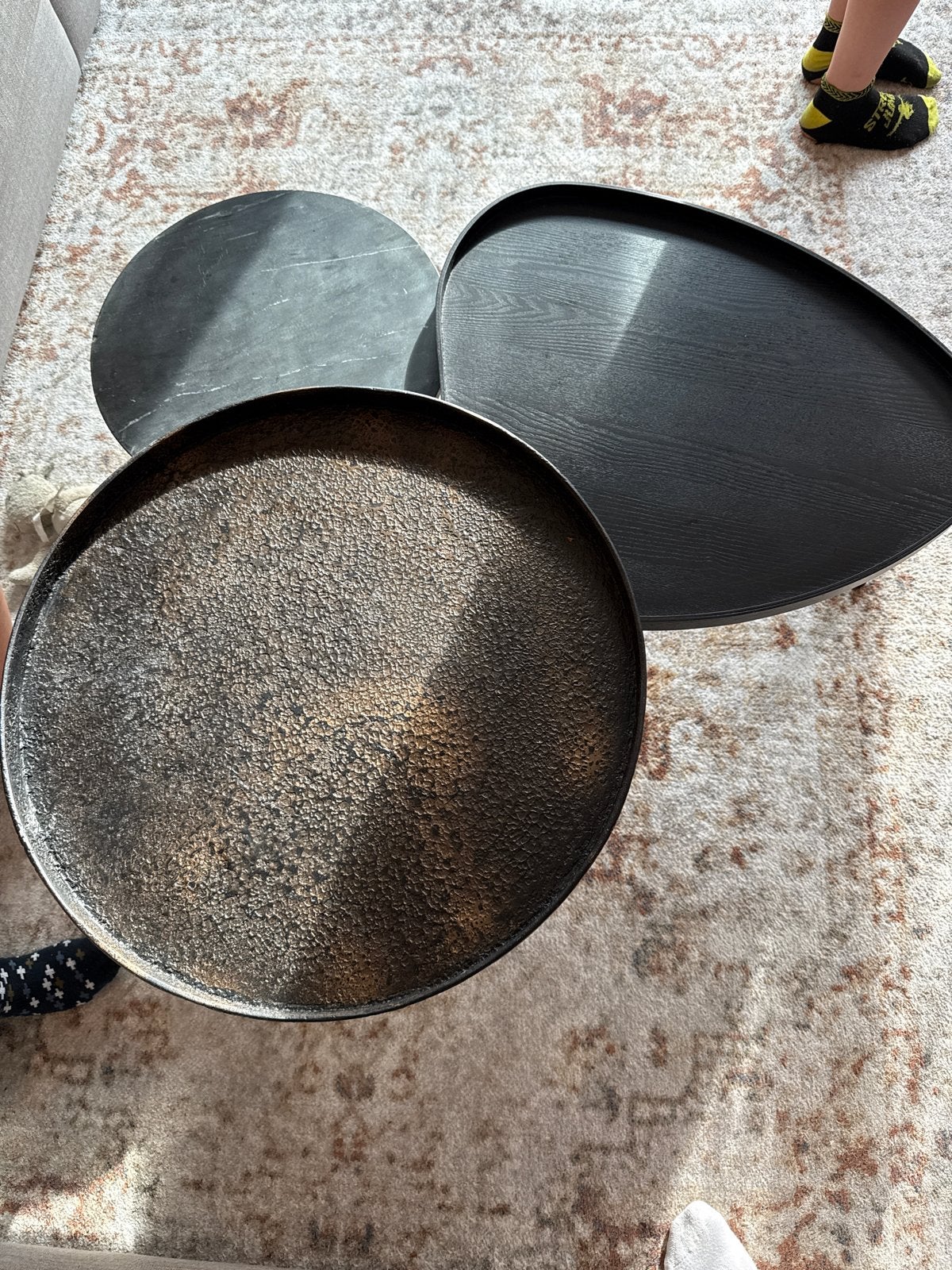 Set van 3 zwarte bijzettafels - modern design, Ophalen, Gebruikt, 55 tot 75 cm, Overige vormen