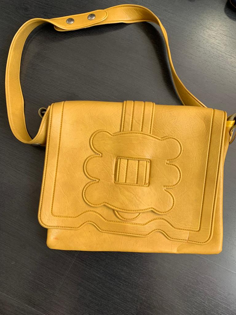 Gele retro tas, Sieraden, Tassen en Uiterlijk, Tassen | Damestassen, Ophalen of Verzenden, Zo goed als nieuw, Geel, Schoudertasje