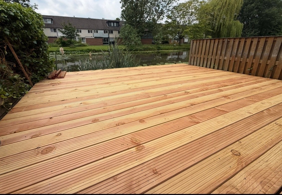 Vlonder bouwen Houten terras aanleggen? Buiten terras, Ophalen of Verzenden, Zo goed als nieuw, Kunststof