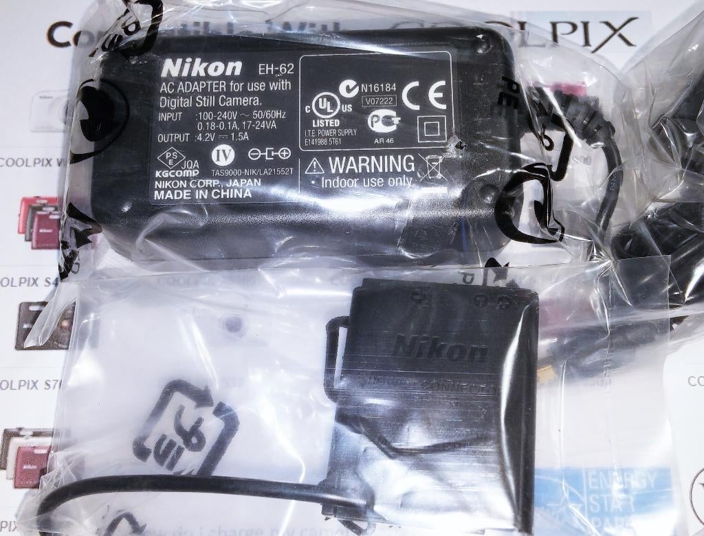 NIKON EH-62G Coolpix EH-62 Adapter lader 4.2V 1.5A 6.3W, Ophalen of Verzenden, Nieuw