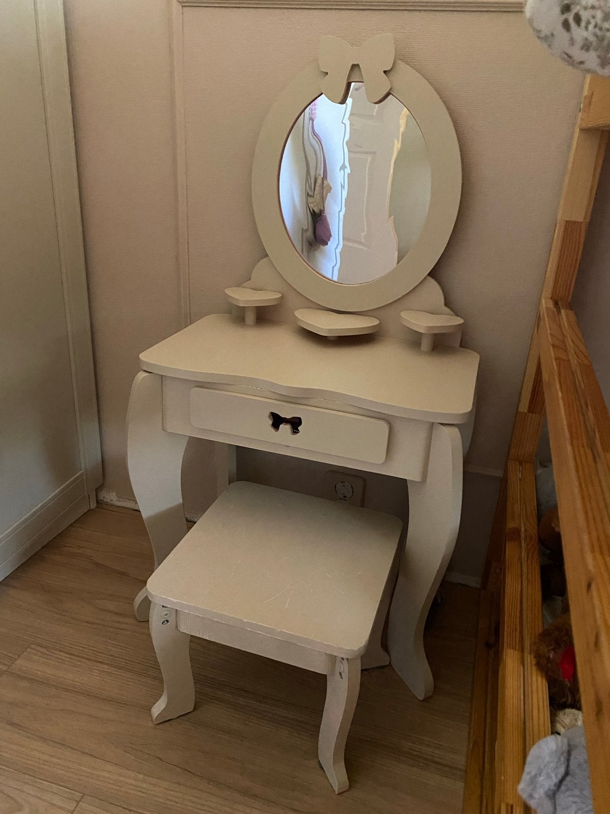 Kaptafel met spiegel en krukje voor kinderen, Ophalen, Gebruikt, Tafel