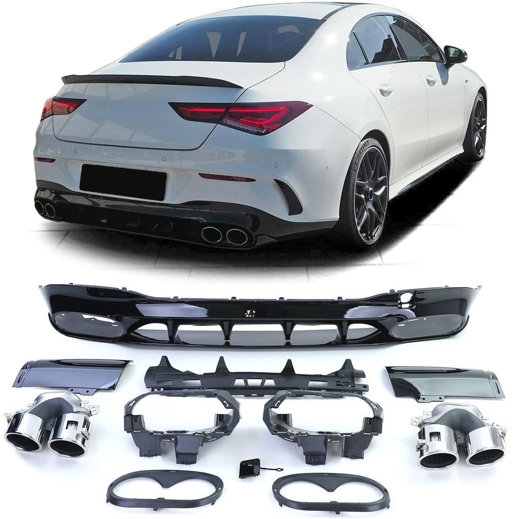 Diffuser Chrome Uitlaat Mercedes CLA C118 AMG Pakket Glans Z, Auto diversen, Tuning en Styling, Verzenden