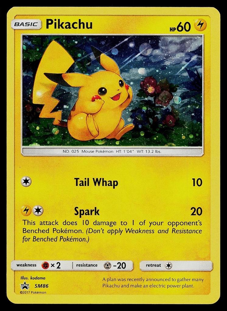 pokemon black star sun & moon promo holo pikachu SM86, Ophalen of Verzenden, Zo goed als nieuw, Losse kaart, Foil