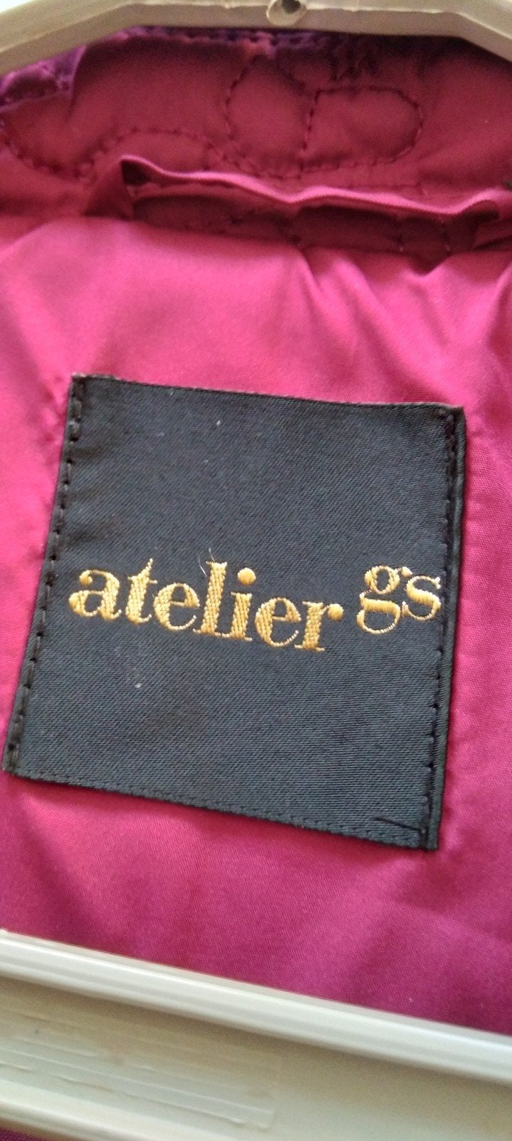 Atelier GS doorgestikte jas maat 42/44 (L) donkerrood, Kleding | Dames, Maat 42/44 (L), Zo goed als nieuw, Rood, Atelier GS