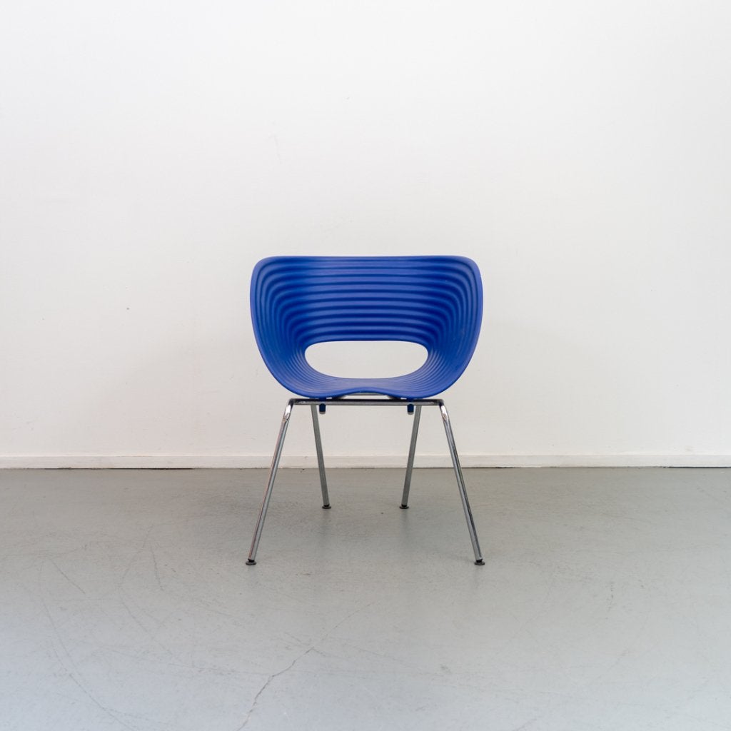 1x Vitra Tom Vac Kuipstoel Blauw - Chroom, Niet ingevuld, Blauw, Niet ingevuld, Ophalen of Verzenden