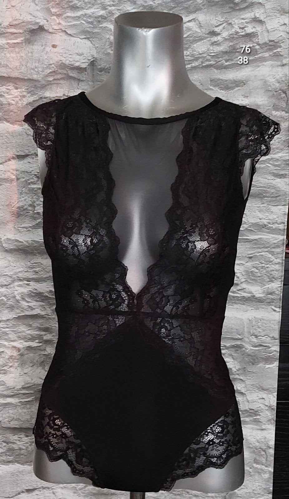 Sexy Zwarte kanten body met open rug, Ophalen of Verzenden, Zwart, Body of Korset