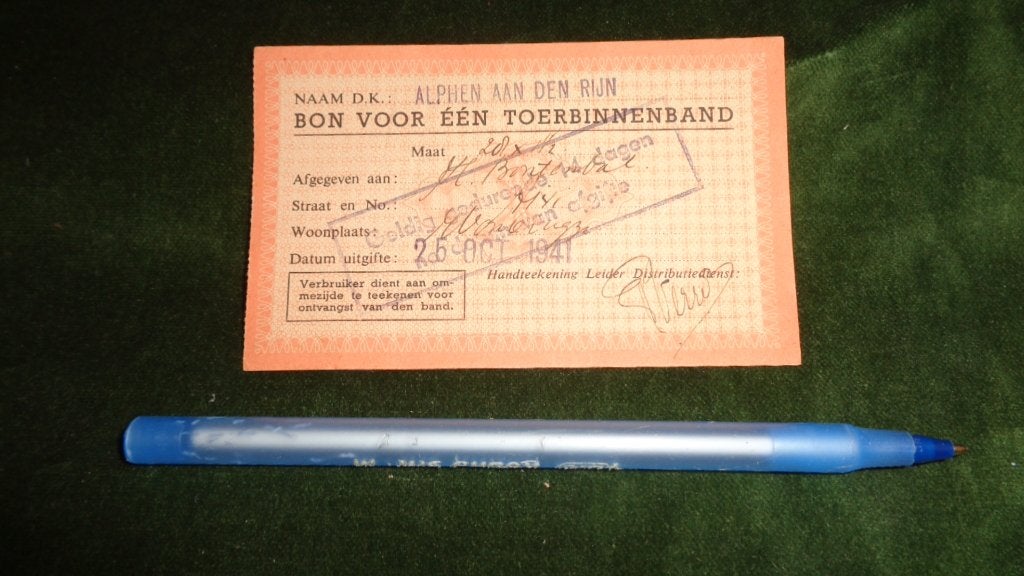 Alphen a/d/ Rijn Oorlog wo2 fiets rijwiel band distributie, Verzenden, Overige soorten, Nederland, Overige typen