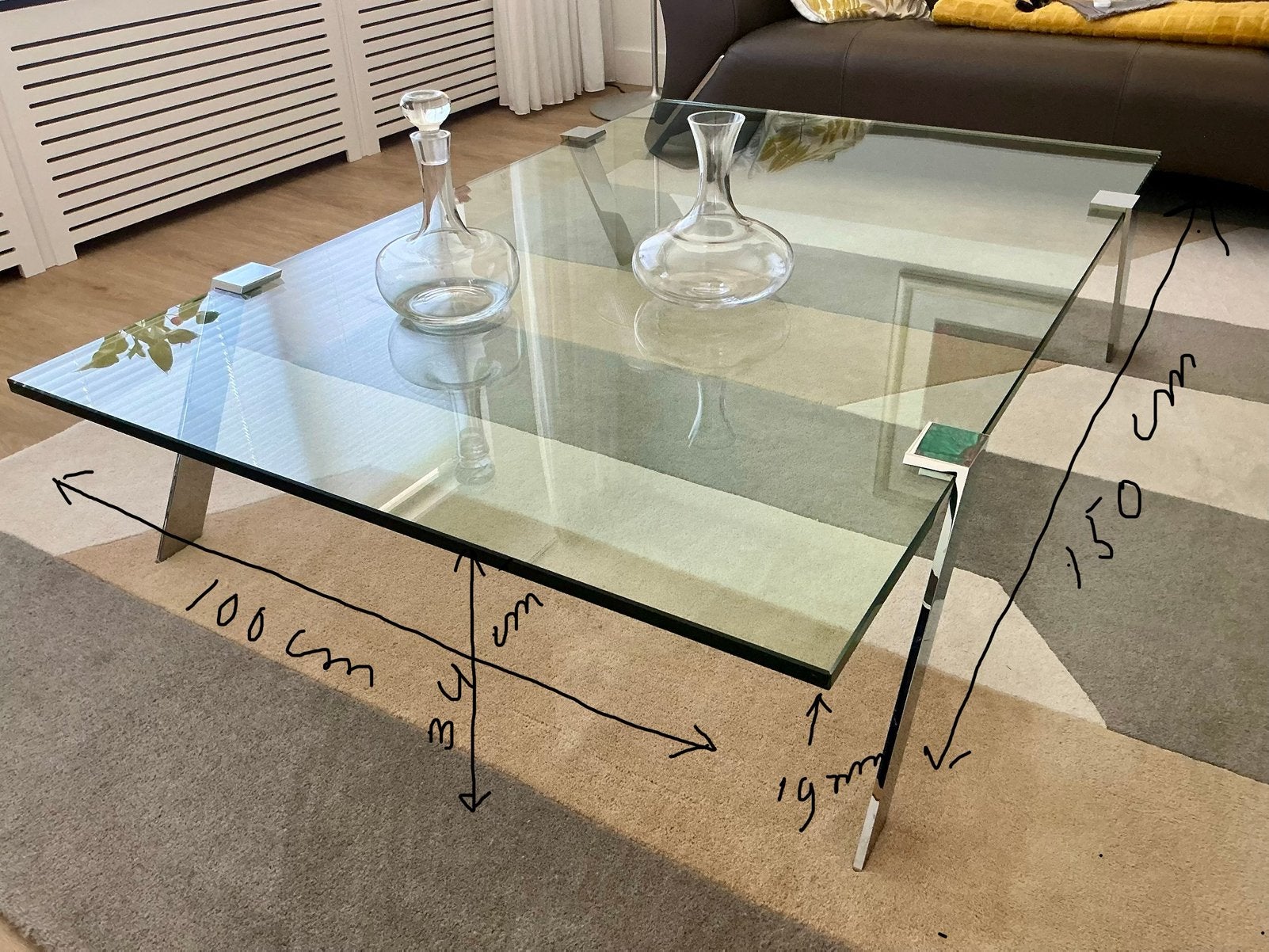 Glazen salontafel €210,00, Huis en Inrichting, Ophalen, 100 tot 150 cm, 50 tot 100 cm, Glas