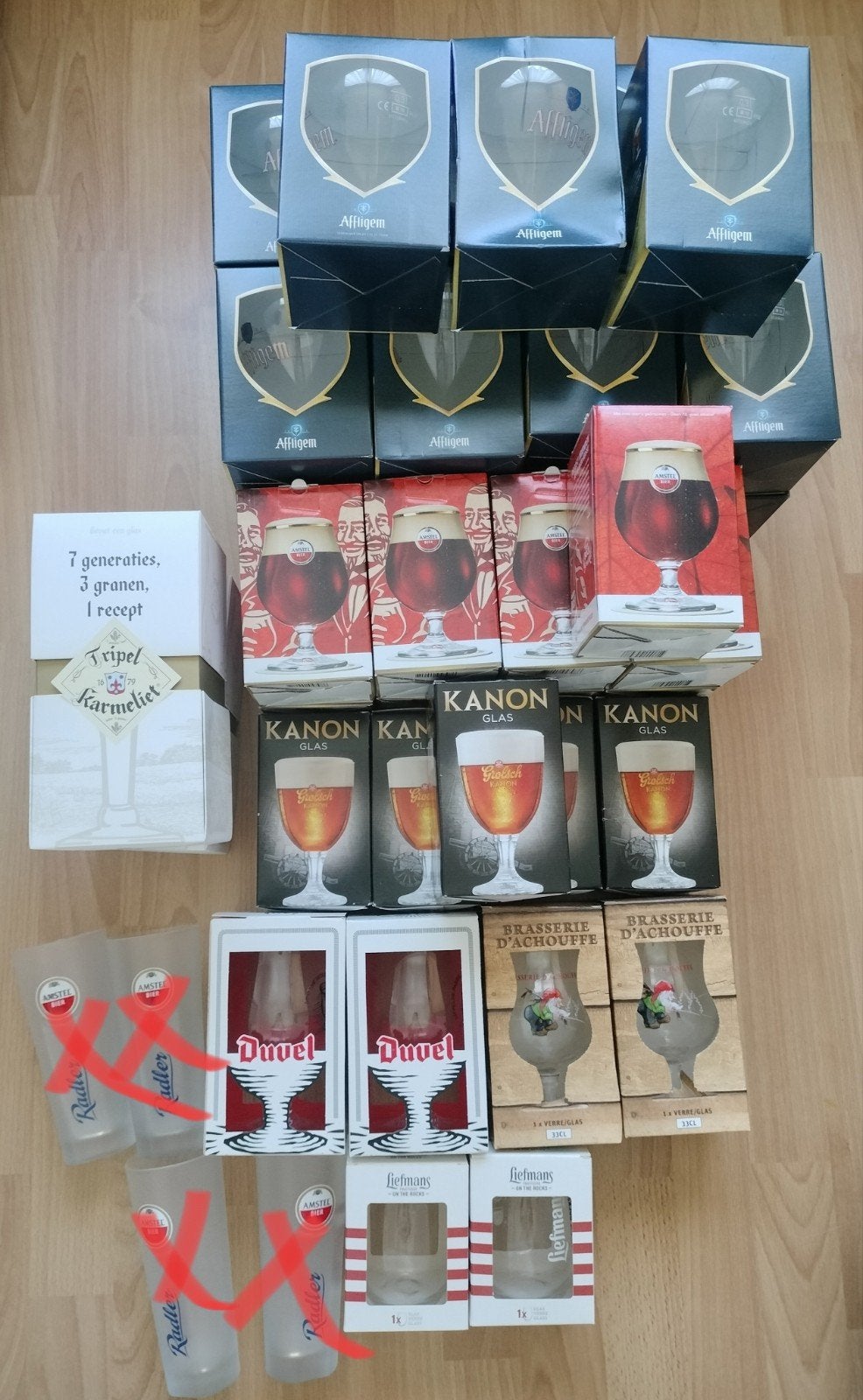 Grote collectie bierglazen: Amstel, Duvel, Grolsch, Affligem, Verzamelen, Glas en Borrelglaasjes, Ophalen, Nieuw, Bierglas