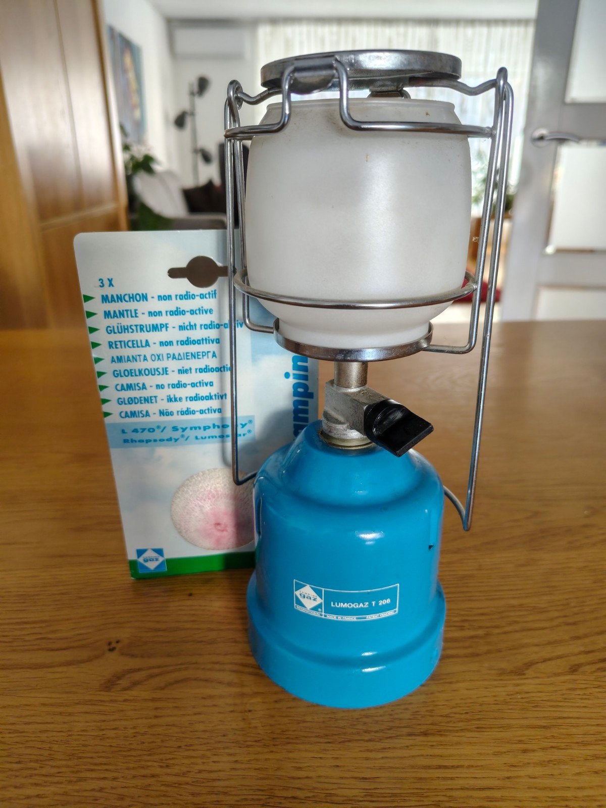 Campingaz Lumogaz T 206 Gaslamp met gloeikousjes, Caravans en Kamperen, Ophalen, Gebruikt