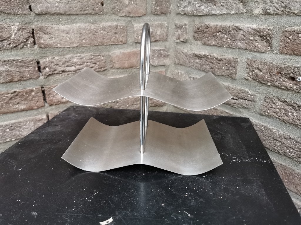 Rvs bonbon/koekjes schaaltje/etagere, Ophalen of Verzenden, Gebruikt