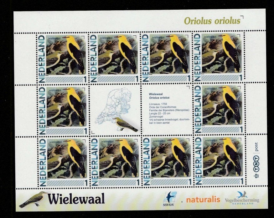 Vogels in Nederland Vel Wielewaal, Ophalen of Verzenden, Postfris