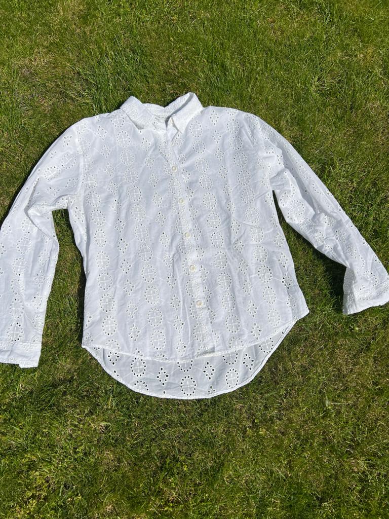 Zara witte broderie blouse maat L (40/42) zo goed als nieuw, Ophalen of Verzenden, Zo goed als nieuw, Maat 42/44 (L), Wit