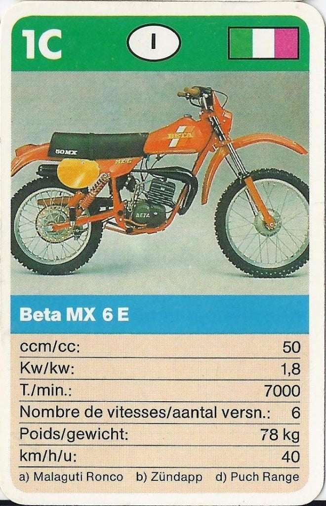 X15 motorkaartje 1c beta mx 6 e, Ophalen of Verzenden, Zo goed als nieuw, Motoren