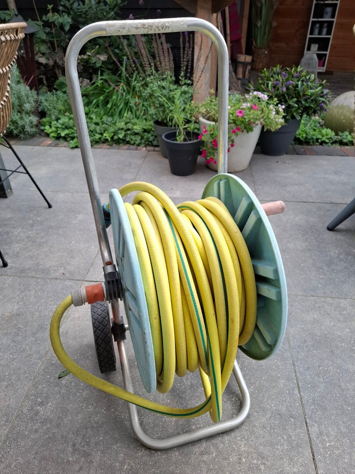 Gardena tuinslanghaspel met 25 meter tuinslang, Ophalen, Gebruikt, Tuinslanghaspel