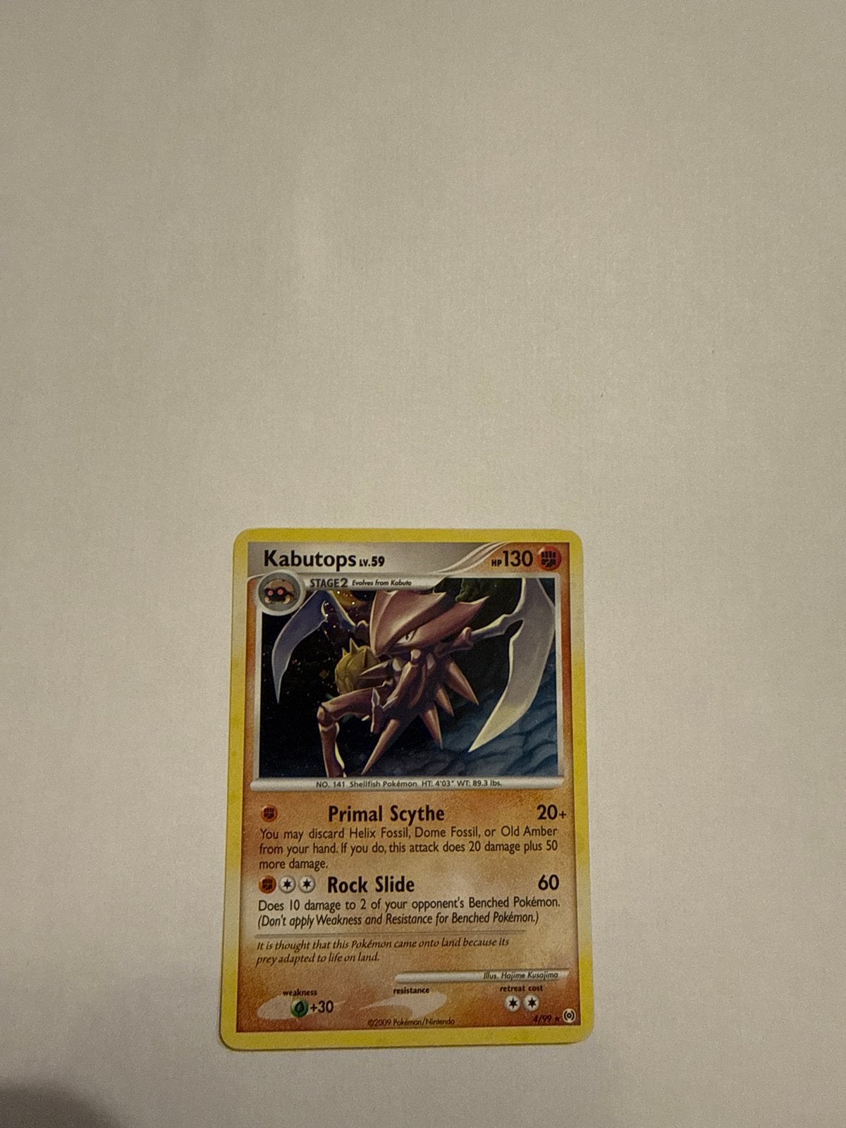 Kabutops LV.59 Pokémon kaart (2009), Verzenden, Zo goed als nieuw, Losse kaart